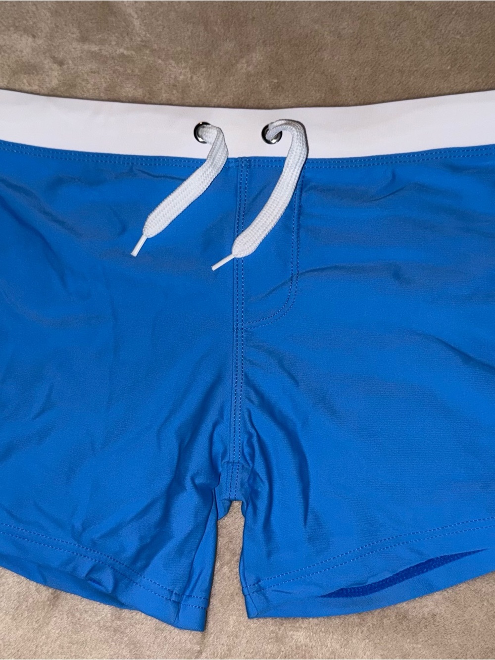 Source Unknown Blue Athletic Swim Shorts with White Waistband (1)
